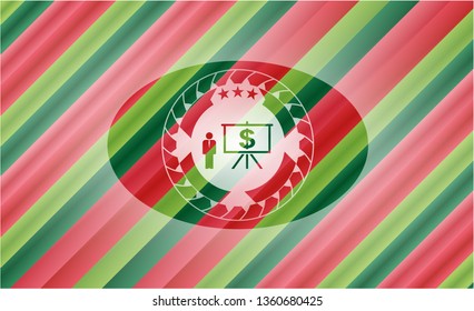 business presentation icon inside christmas colors badge.