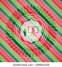 business presentation icon inside christmas style badge..
