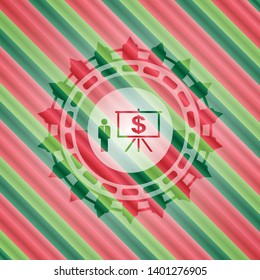 business presentation icon inside christmas emblem.