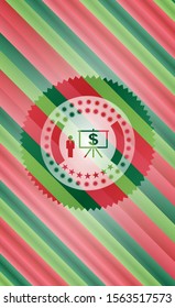 business presentation icon inside christmas colors style badge.