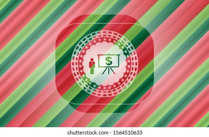 business presentation icon inside christmas badge background.