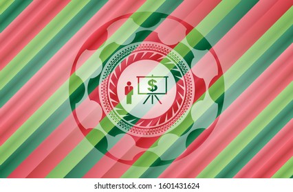 business presentation icon inside christmas badge.
