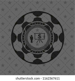 business presentation icon inside dark emblem