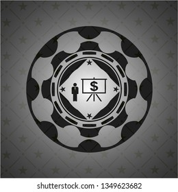 business presentation icon inside dark emblem