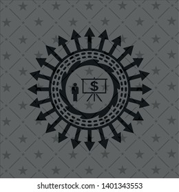 business presentation icon inside dark badge or emblem