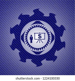 business presentation icon inside denim background
