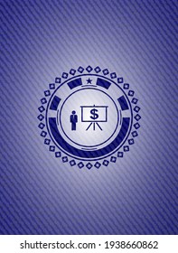 Business-Präsentation Symbol in Emblem mit denim Textur. 