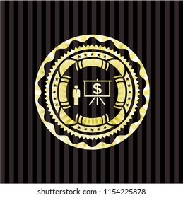 business presentation icon inside gold badge