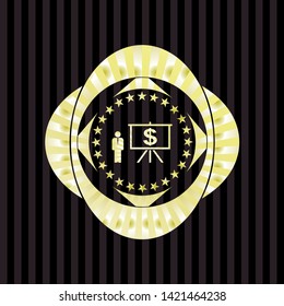 business presentation icon inside gold badge