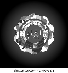 business presentation icon inside grey camo emblem