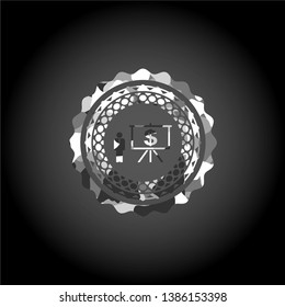 business presentation icon inside grey camouflage emblem