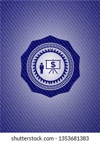 business presentation icon inside jean background