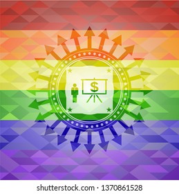 business presentation icon inside lgbt colors emblem 