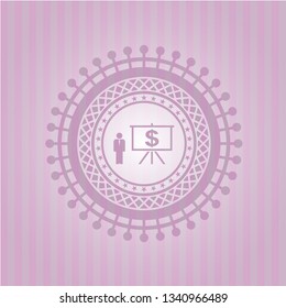 business presentation icon inside pink icon or emblem
