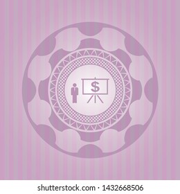 business presentation icon inside pink icon or emblem