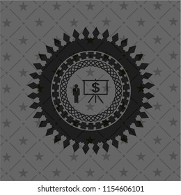 business presentation icon inside realistic black emblem