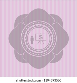 business presentation icon inside realistic pink emblem
