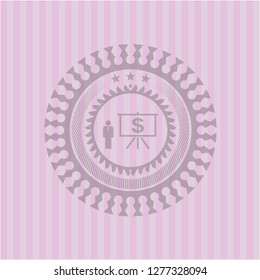 business presentation icon inside realistic pink emblem