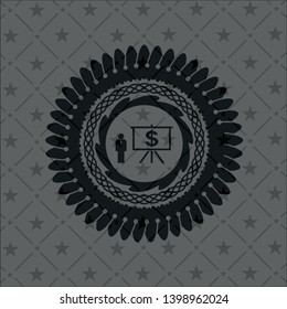 business presentation icon inside realistic dark emblem