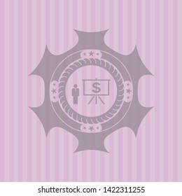 business presentation icon inside realistic pink emblem