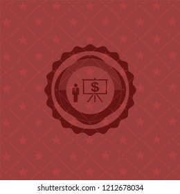 business presentation icon inside red emblem. Vintage.
