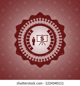 business presentation icon inside red icon or emblem
