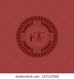 business presentation icon inside red icon or emblem