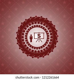 business presentation icon inside retro red emblem