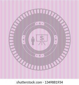 business presentation icon inside retro style pink emblem