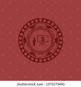 business presentation icon inside retro style red emblem