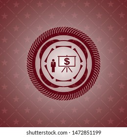 business presentation icon inside retro red emblem