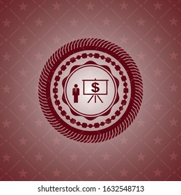 business presentation icon inside retro style red emblem