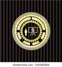 business presentation icon inside shiny badge