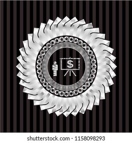 business presentation icon inside silver shiny badge