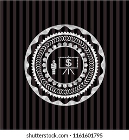 business presentation icon inside silver badge