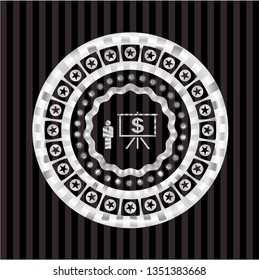 business presentation icon inside silvery emblem