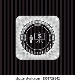 business presentation icon inside silvery emblem