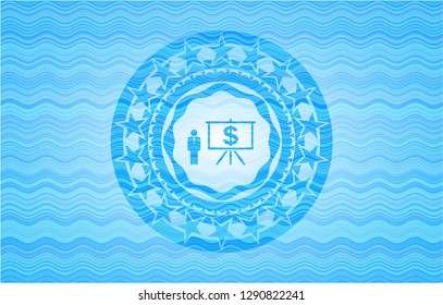 business presentation icon inside water representation badge background.