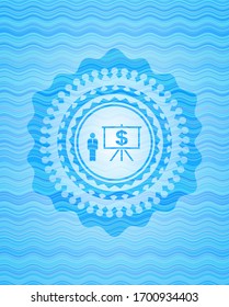 business presentation icon inside water badge.