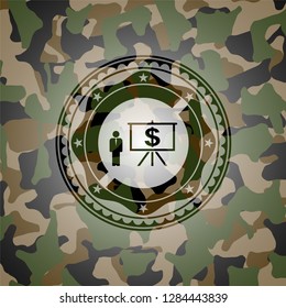 business presentation icon on camouflage texture