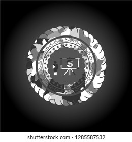business presentation icon on grey camouflage pattern