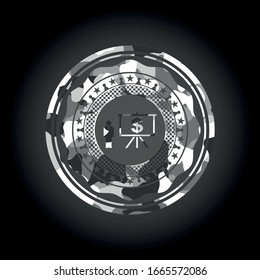 business presentation icon on grey camouflaged texture