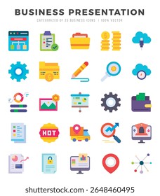 Business Presentation Icon Pack 25 Vector Symbols for Web Design.