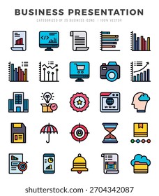 Business Presentation Icon Pack 25 Vector Symbols for Web Design.