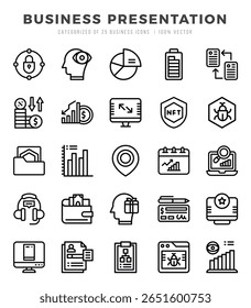 Business Presentation icon pack for your website. mobile. presentation. and logo design.