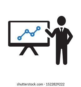 Business presentation icon, presenter, training 