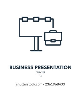 Business Presentation Icon. Screen, Presenting, Demonstration. Editable Stroke. Simple Vector Icon