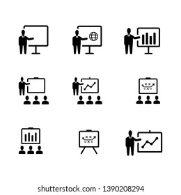 Business presentation icon set Black version