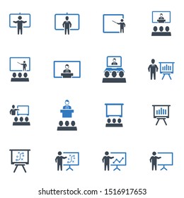 Business presentation icon set - Blue Series