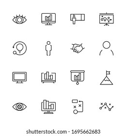 Business presentation icon set. Collection of high-quality black outline logo for web site design and mobile apps. Vector illustration on a white background.